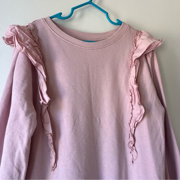 H&M Girls Ruffle Sweatshirt Dress Pink Long Sleeve Drop Waist Size 8-10Y - Picture 2 of 8